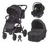 Коляска модульная 3в1 Coccolle Serry Jet black + автокресло iSize Coccolle Knox Greystone