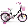 Bicicletă pentru copii „Lady Black” – cu coș și roți detașabile, roti - 16"