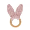 Игрушка для прорезывания зубов с деревянным кольцом BabyJem Pink foto