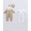Leo King Baby Boy Romper Set Of 3 Pieces - Beige 9349 0-1 / 50-56cm