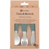 Set tacamuri din otel inoxidabil Petite&Mars Take&Match Misty Green (12+ luni)