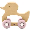 Деревянная игрушка-прорезыватель с силиконом KikkaBoo Duck Pink foto