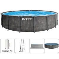 INTEX Бассейн GREYWOOD PRISM FRAME PREMIUM 457×122см, 16805Л, металлический каркас, с фильтрующим насосом