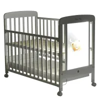 MONI Деревянная детская кроватка Lunahug с мишкой Белая