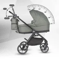 Коляска модульная 3в1 Coccolle Serry Moss green + автокресло iSize Coccolle Knox Greystone