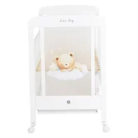 MONI Деревянная детская кроватка Lunahug с мишкой Белая