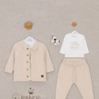Leo King Baby Boy Set Of 3 Pieces - Beige 8009/2