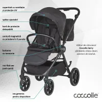Коляска модульная 3в1 Coccolle Serry Jet black + автокресло iSize Coccolle Knox Greystone