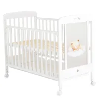 MONI Деревянная детская кроватка Lunahug с мишкой Белая