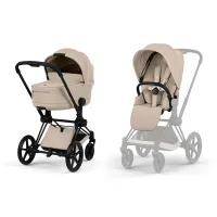 Carucior 2 in 1 Cybex Priam V colectia Platinum 2026 Cozy Beige cadru Matt Black