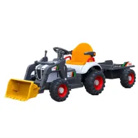 Tractor electric pentru copii cu remorcă și cupă frontală Digger Scorpion Yellow 12V, telecomandă 2.4G, 2 motoare, lumini LED