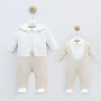 Leo King Baby Boy Babygrow Set Of 2 Pieces - Beige