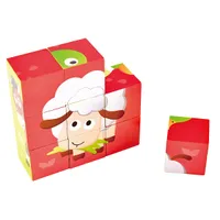 Puzzle cuburi – ferma animalelor (9 buc.)