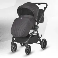 Коляска модульная 3в1 Coccolle Serry Jet black + автокресло iSize Coccolle Knox Greystone