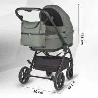 Коляска модульная 3в1 Coccolle Serry Moss green + автокресло iSize Coccolle Knox Greystone