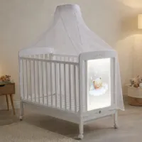 MONI Деревянная детская кроватка Lunahug с мишкой Белая