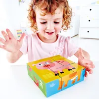 Puzzle cuburi – ferma animalelor (9 buc.)