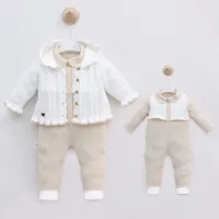 Leo King Baby Girl Babygrow Set Of 2 Pieces - Beige 12736 0-1 / 50-56cm