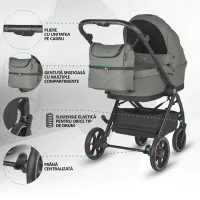 Коляска модульная 3в1 Coccolle Serry Moss green + автокресло iSize Coccolle Knox Greystone