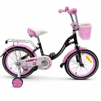Bicicletă pentru copii „Lady Black” – cu coș și roți detașabile, roti - 16"