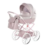Cărucior pentru păpuși JUNAMA Dolce Mini 01 Roz/Argintiu