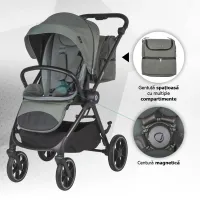 Коляска модульная 3в1 Coccolle Serry Moss green + автокресло iSize Coccolle Knox Greystone