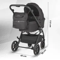 Коляска модульная 3в1 Coccolle Serry Jet black + автокресло iSize Coccolle Knox Greystone