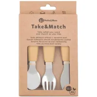 Set tacamuri din otel inoxidabil Petite&Mars Take&Match Intense Ochre (12+ luni)