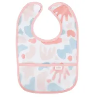 Baveta cu 2 fete si buzunar BabyJem Pink Puzzle, 24x35 cm