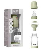 Стеклянная антиколиковая бутылочка BIBS Sage с силиконовой соской 0+ мес, 120 мл foto