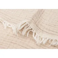 Paturica din muselina Jollein Fringe Stripe Biscuit GOTS, 120x120 cm