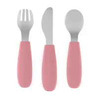 Set tacamuri din otel inoxidabil Petite&Mars Take&Match Dusty Rose (12+ luni)