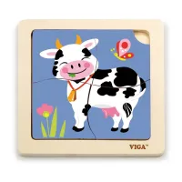 Mini-puzzle din lemn "Vaca"