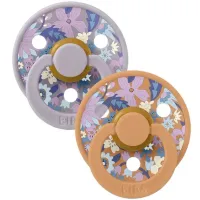 Набор из 2-х круглых латексных пустышек BIBS LIBERTY June Blossom - Pumpkin Mix (6-18 мес.) foto