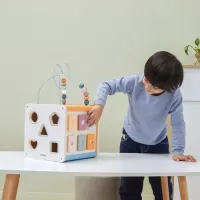 Деревянный бизикуб "Игровой куб 8 в 1"