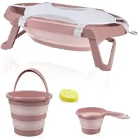 BABYJEM Set de baie pliabil Roz, 5 piese