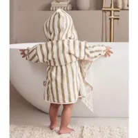 Halatel de baie Jollein Stripe Terry Olive Green GOTS (3-4 ani)