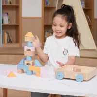 Jucărie de tras, cu șiret și set de construcție, 20 elem.