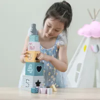 Piramidă - cuburi din lemn "Sortăm și construim"