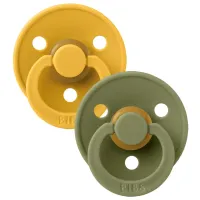 Set 2 suzete rotunde din latex BIBS Colour Honey Bee/Olive (6-18 luni) foto