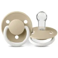 Suzeta rotunda BIBS De Lux Vanilla Glow din silicon (0-36 luni) foto