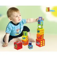 Разноцветные деревянные блоки "Учим цвета, цифры и считать"