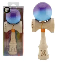 "Kendama X Original", Profesionala, Flippy, Rulment Metalic, Ața 55 cm, Ultra aderent, Cupe Mari, 7 x 6 x 18 cm, gradient albastru-mov