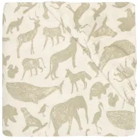 Cearsaf cu elastic Jollein Jersey Animals Olive Green, 40/50x80/90 cm