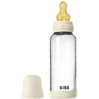 Biberon din sticla anticolici BIBS Ivory cu tetina din latex 3+ luni, 240 ml foto