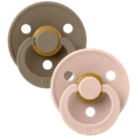Set 2 suzete rotunde din latex BIBS Colour Dark Oak/Blush (6-18 luni) foto