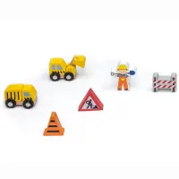 Calea ferata din lemn cu tren si accesorii, 39 elem.
