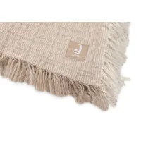 Paturica din muselina Jollein Fringe Stripe Biscuit GOTS, 75x100 cm