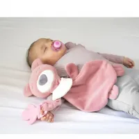 Jucarie de plus cu inel gingival BabyJem Sleeping Friend Roz foto