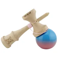 "Kendama Flippy X Original", profesională, 7 х 6 х 18 cm, ața 55 cm,cupe mari, albastru-roz